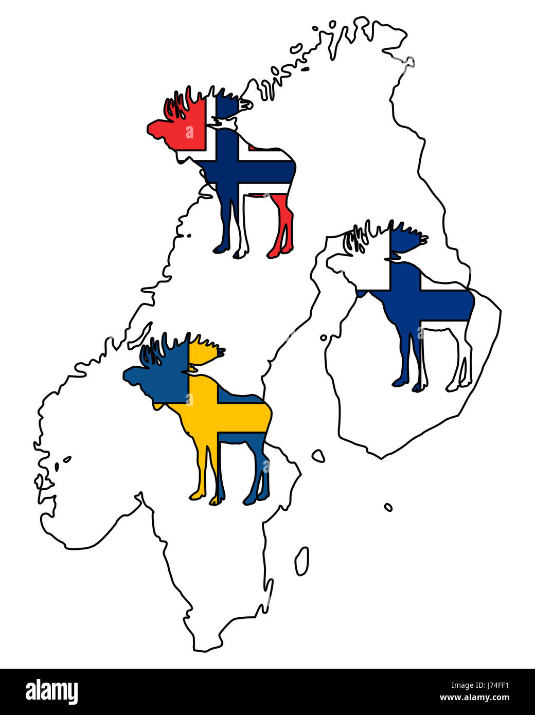 animal sweden norway flag scandinavia finland elk sign signal blue optional  Stock Photo - Alamy