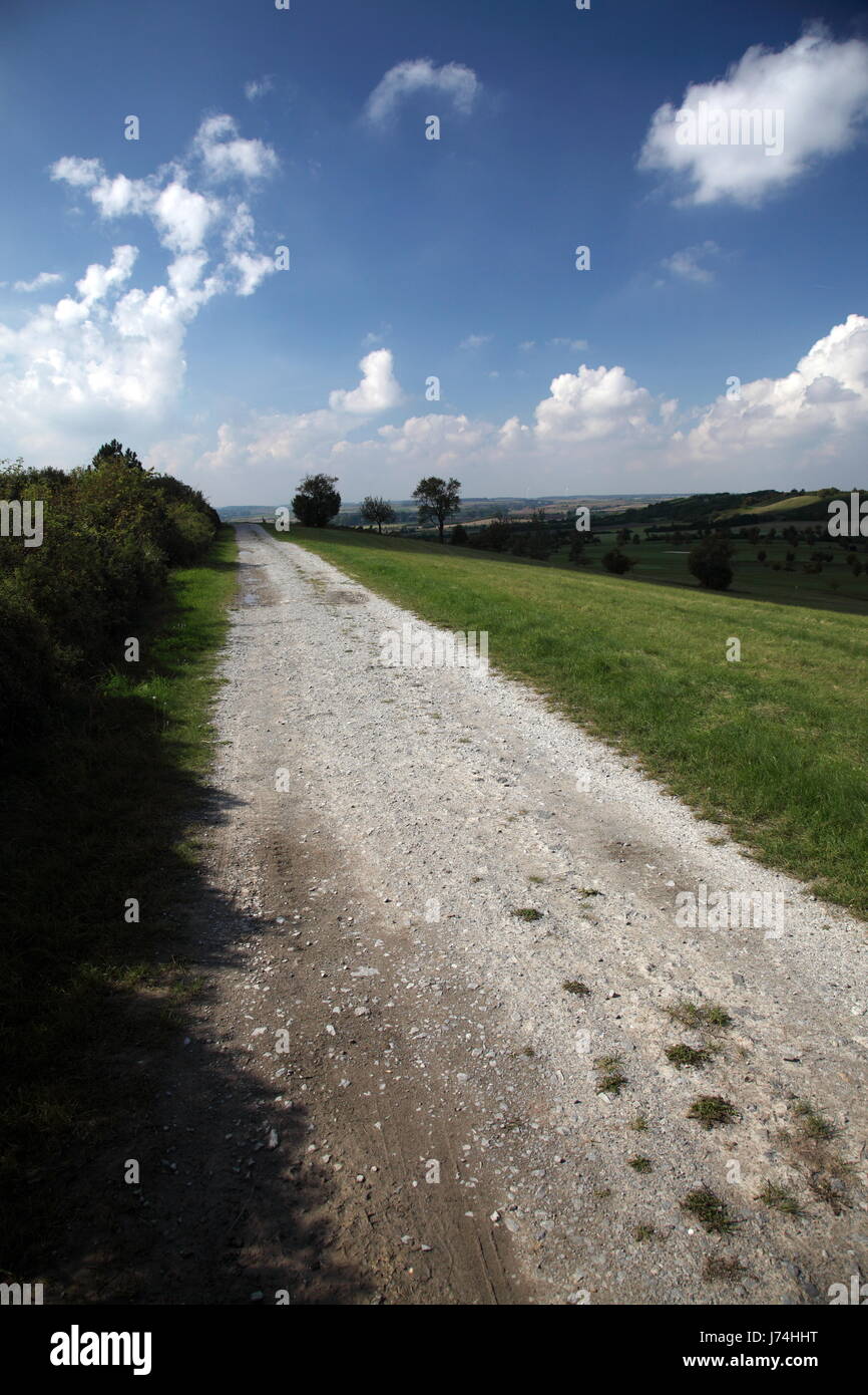 future hope path way firmament sky scenery countryside nature clouds future Stock Photo