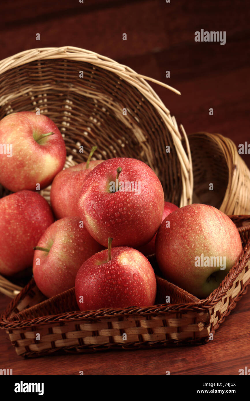food aliment basket fruit diet country apple nature agriculture farming Stock Photo