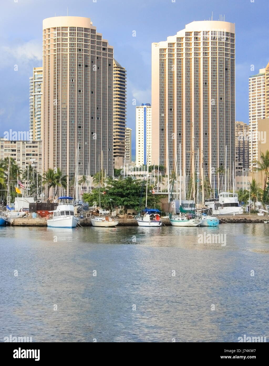 Honolulu, Hawaii, USA May 30, 2016 Yachts docked at Ala Wai Boat