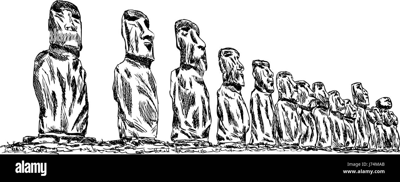 Single continuous line drawing Moai statue landmark. Beauty place in Easter  Island, Polynesia. World travel home wall decor art poster print concept.  Modern one line draw design vector illustration 22633841 PNG