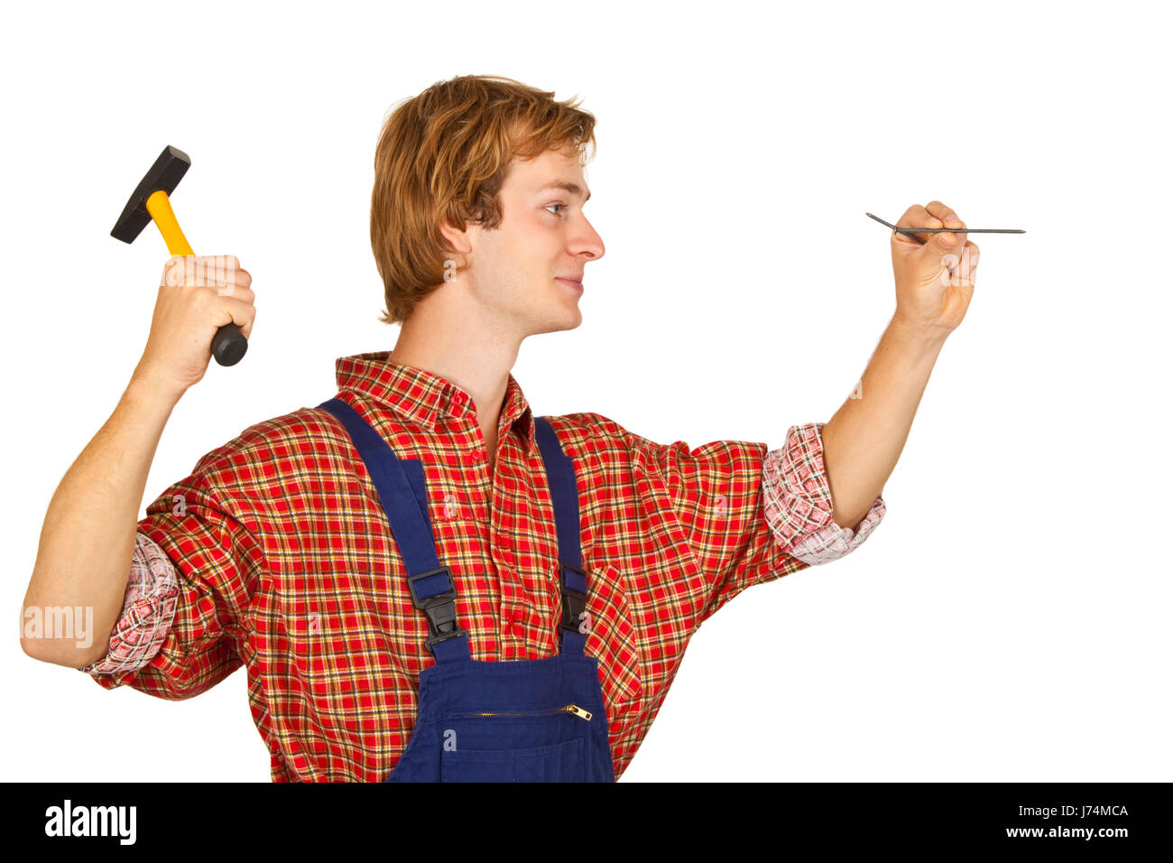 education nail apprentice trainee blue-collar employee nails workers laborer Stock Photo