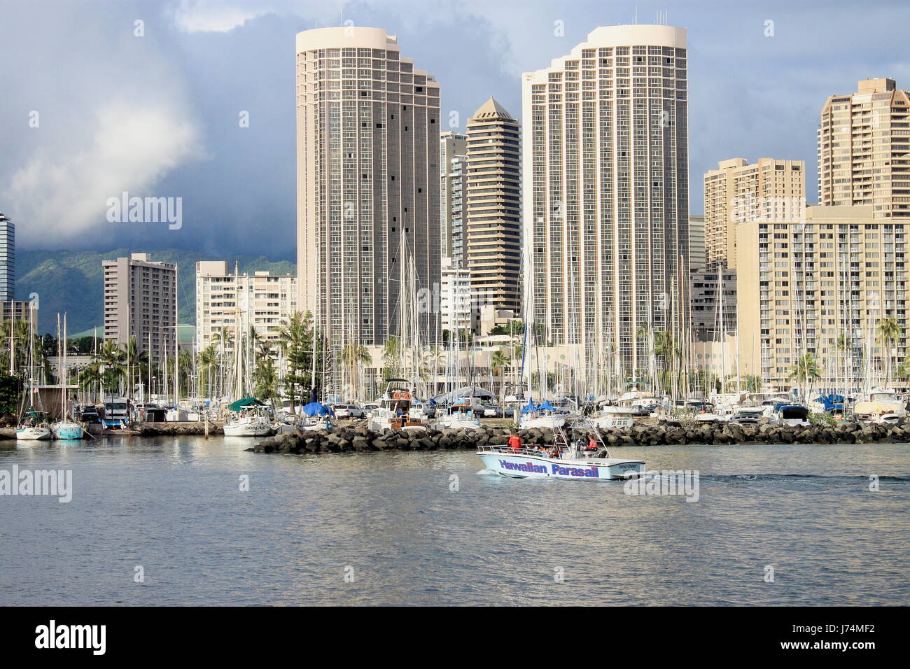 Honolulu, Hawaii, USA May 30, 2016 Yachts docked at Ala Wai Boat