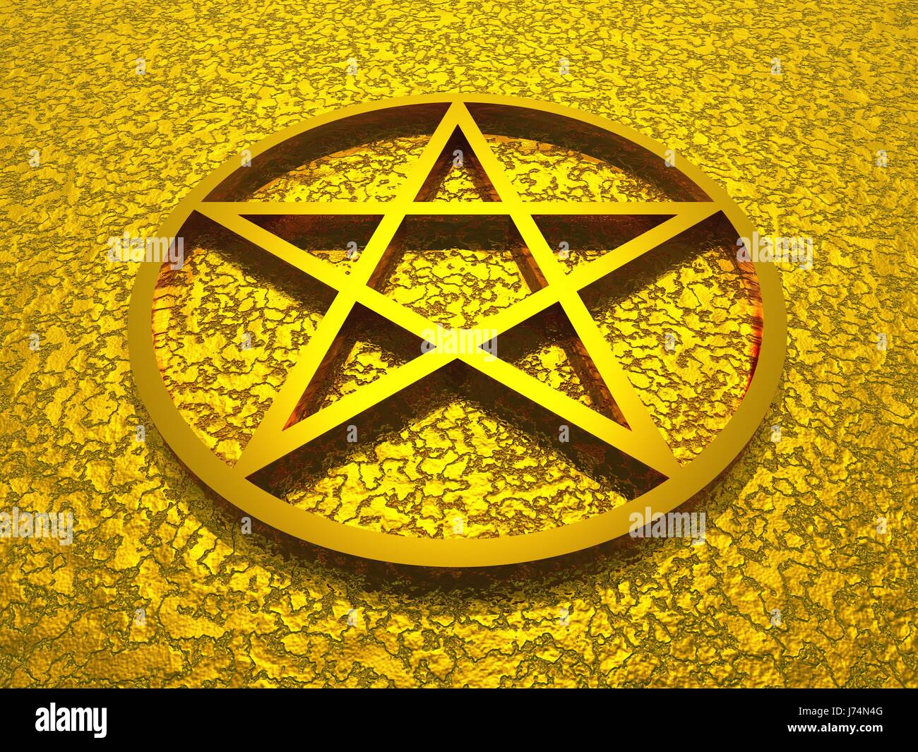 3d pentagram made of gold Stock Photo