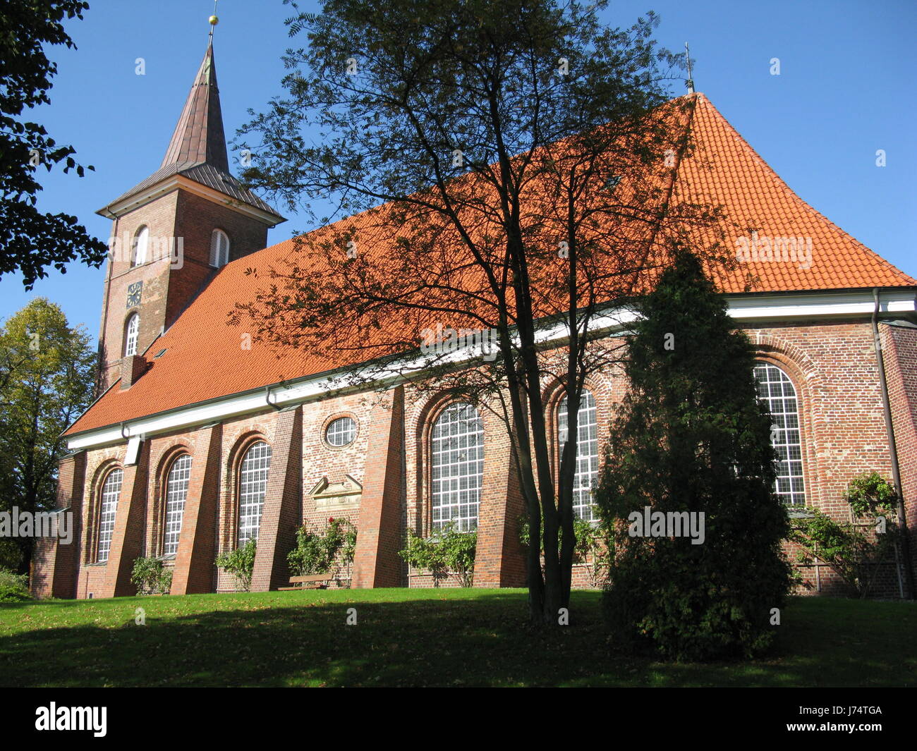 protection of historic buildings and monuments hamburg evangelic district Stock Photo
