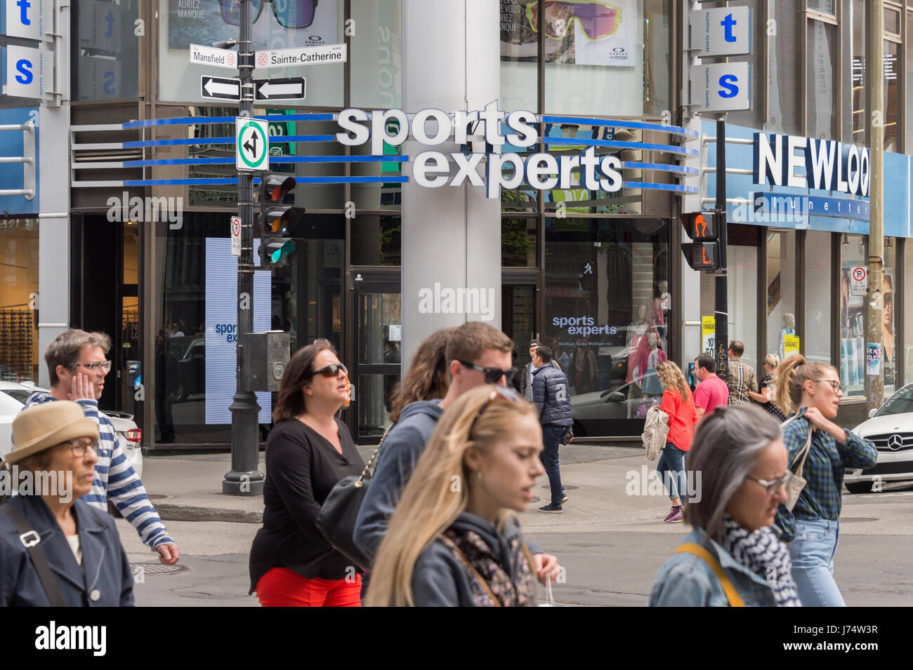 Montreal, CA - 21 May 2017: Sports Experts is a sport store on Sainte-Catherine street Stock Photo