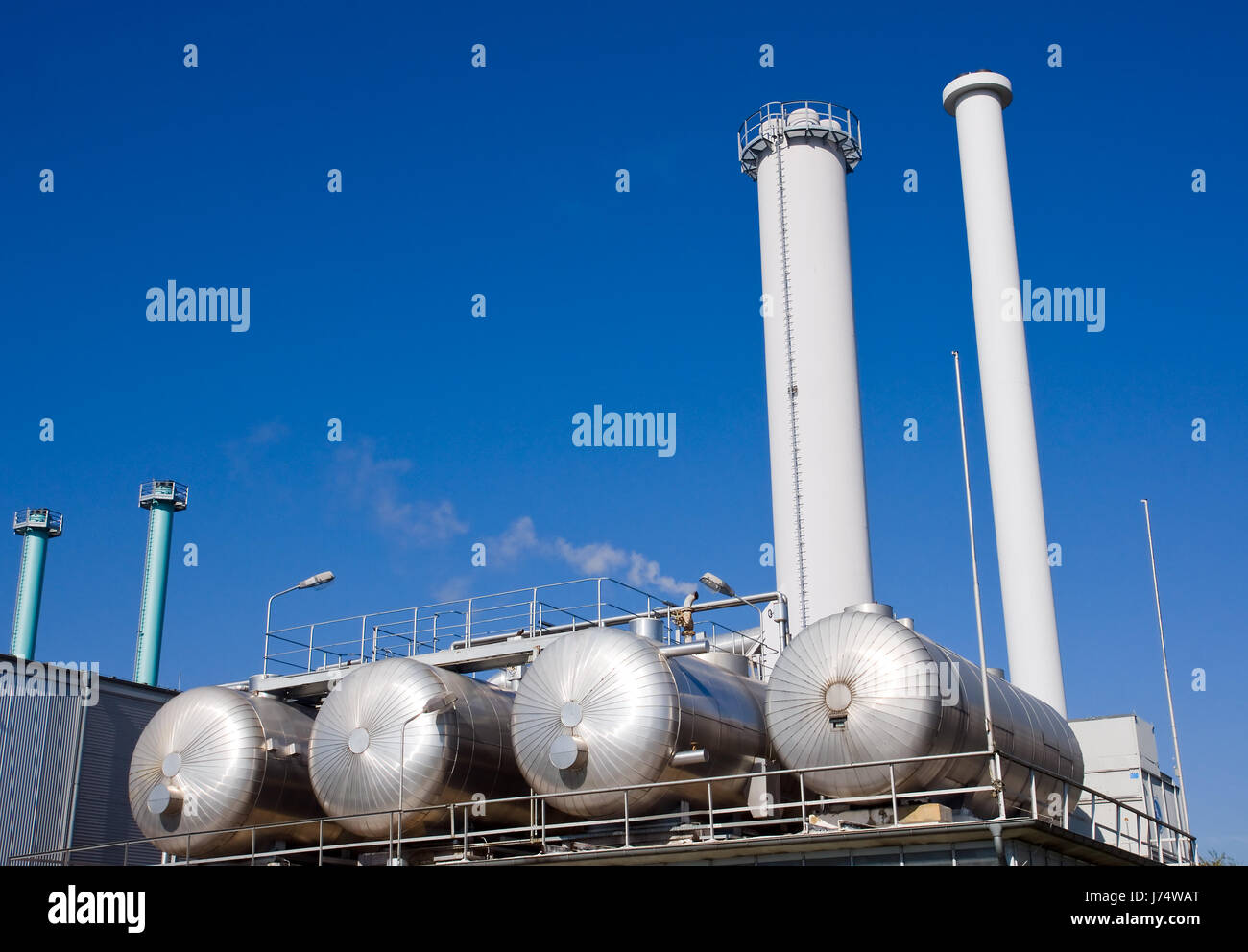industry silver work factory waste gas tank silo chimney drainpipe