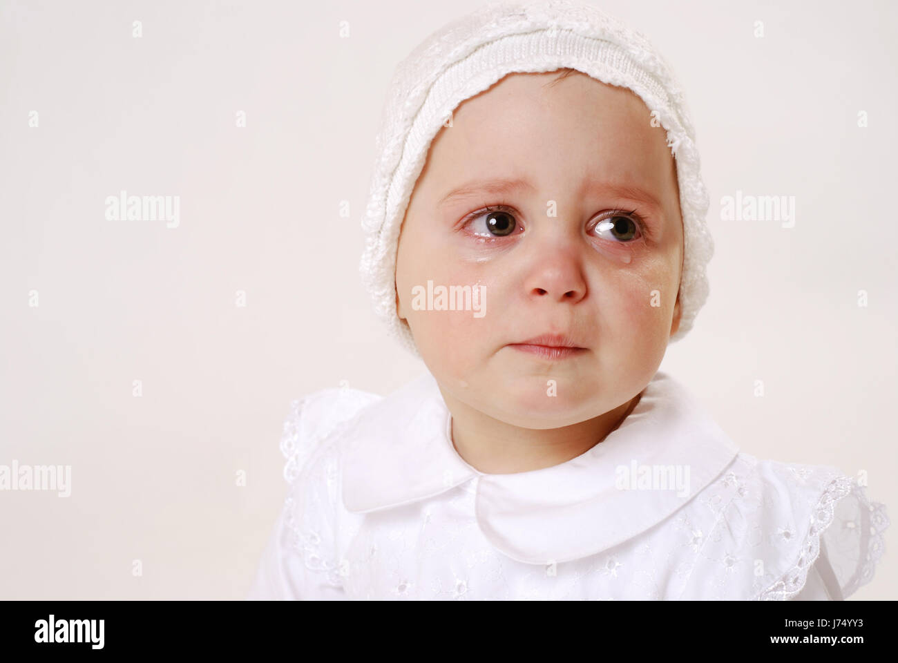 sad weep cry crying weeper weeping child girl girls toddler teardrop tear Stock Photo