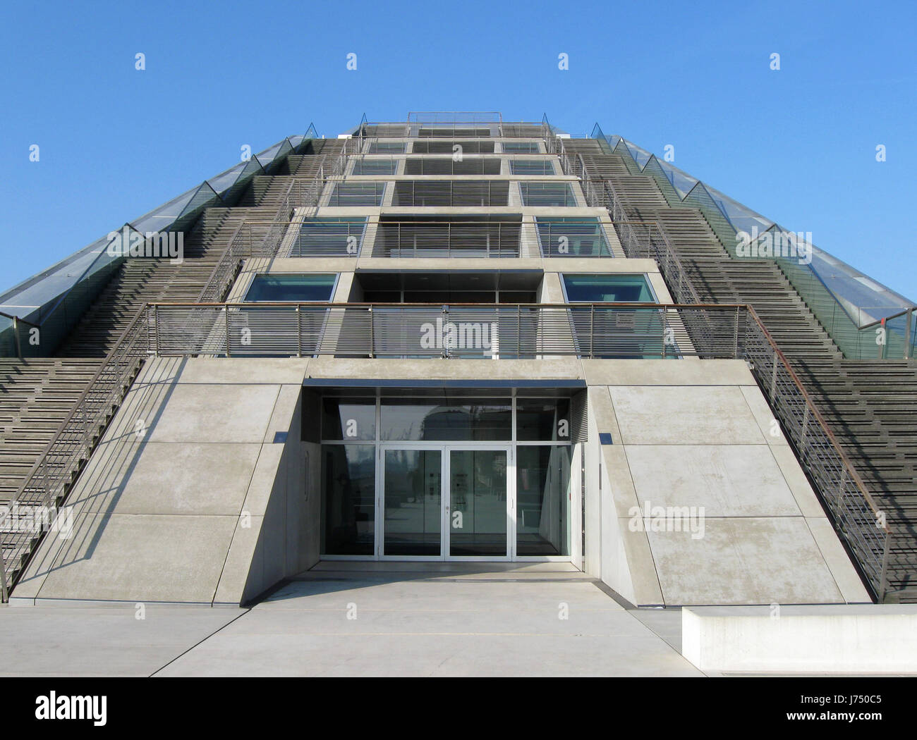 stairs harbor symmetric pyramid hamburg harbours style of construction Stock Photo