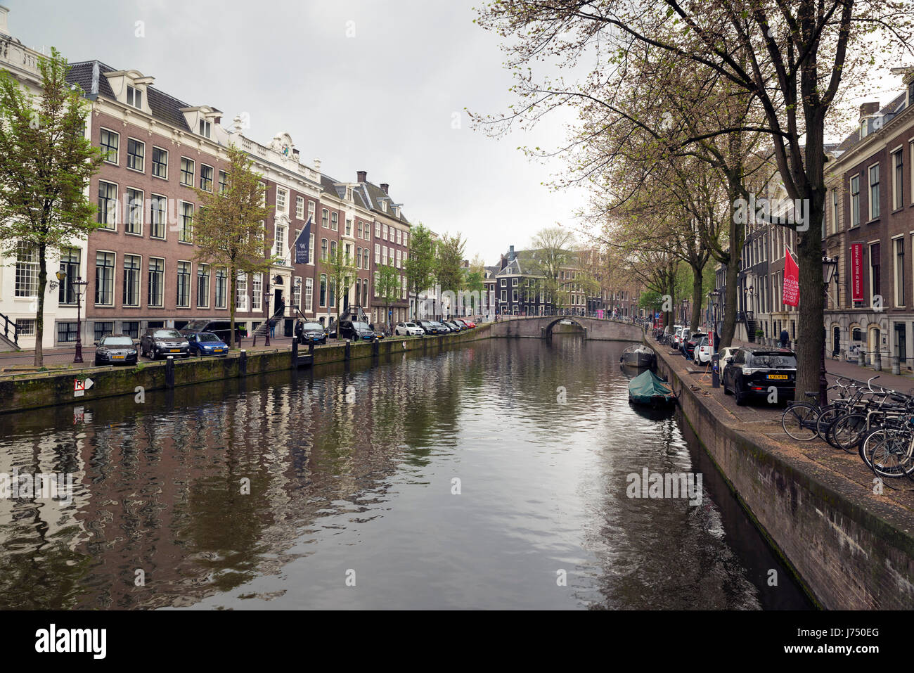 AMSTERDAM, NETHERLANDS - MAY, 13, 2017: The city on a cloudy spring day