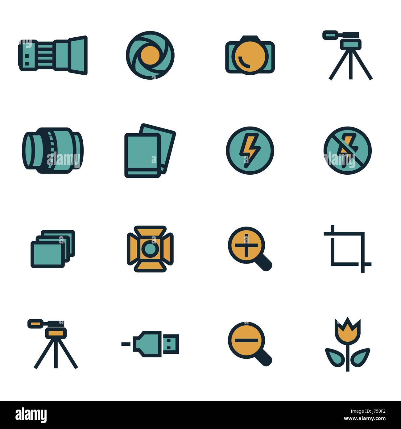Vector flat photo icons set on white background Stock Vector Image ...