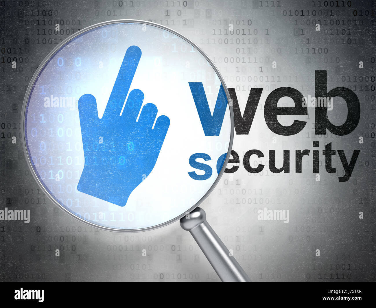 Web design concept: Mouse Cursor and Web Security with optical glass ...