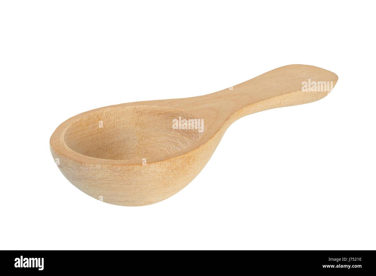 Small wooden spoon on white background Stock Photo - Alamy