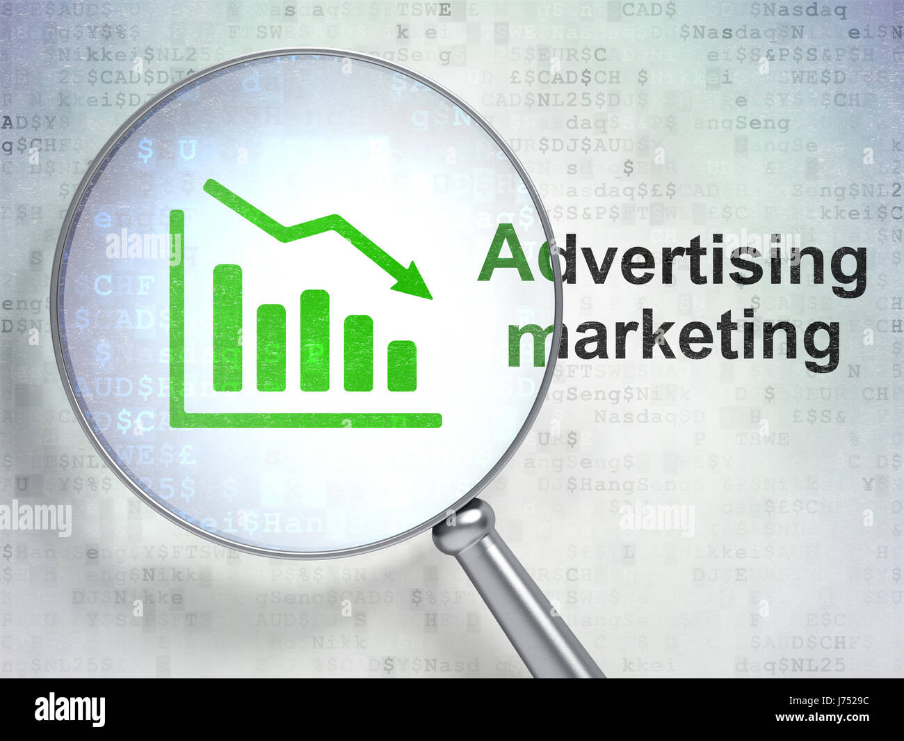 Advertising concept: Decline Graph and Advertising Marketing with ...