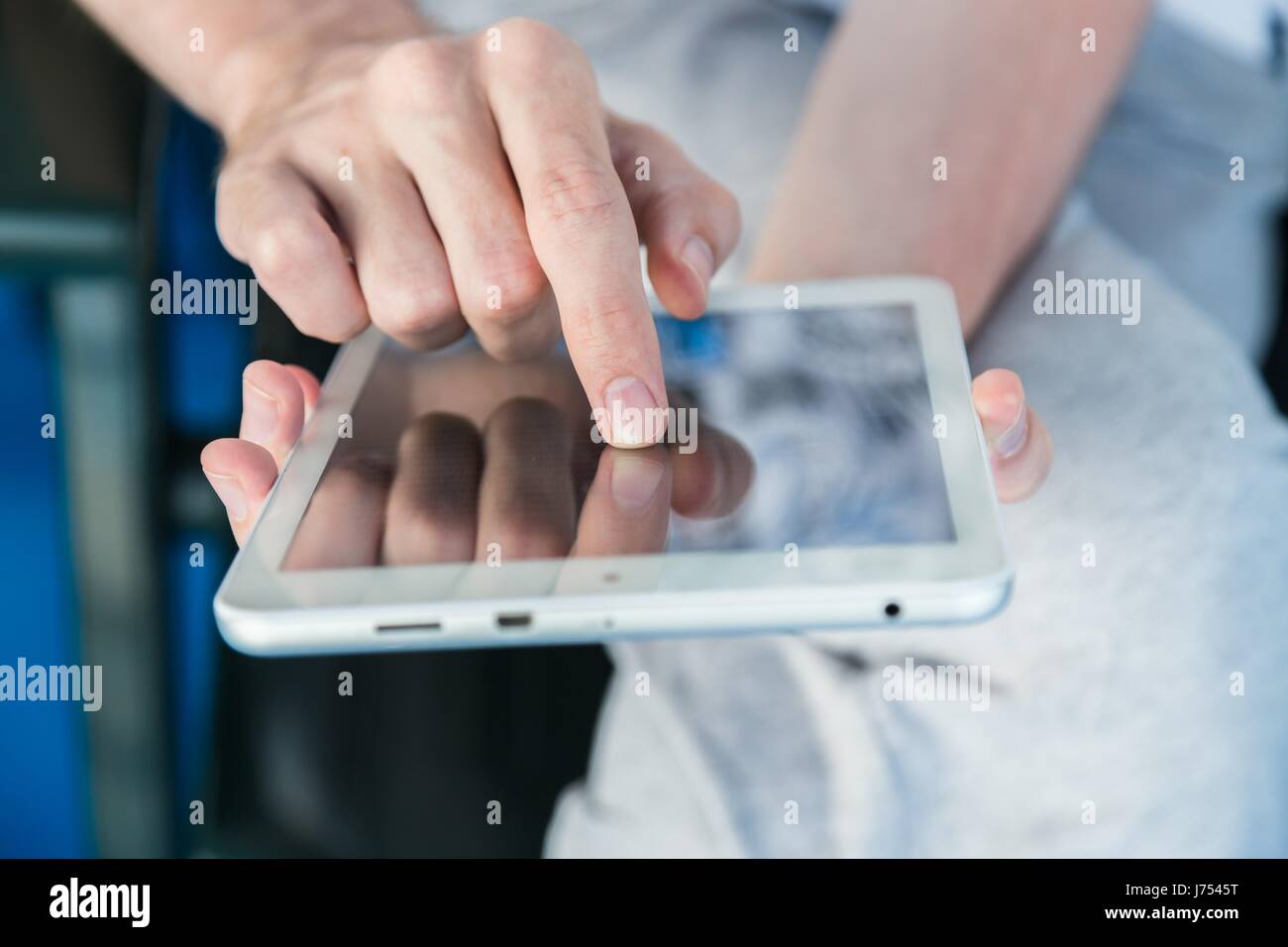 Person Using Tablet Computer Man working using pc hi-res stock photography and images - Alamy