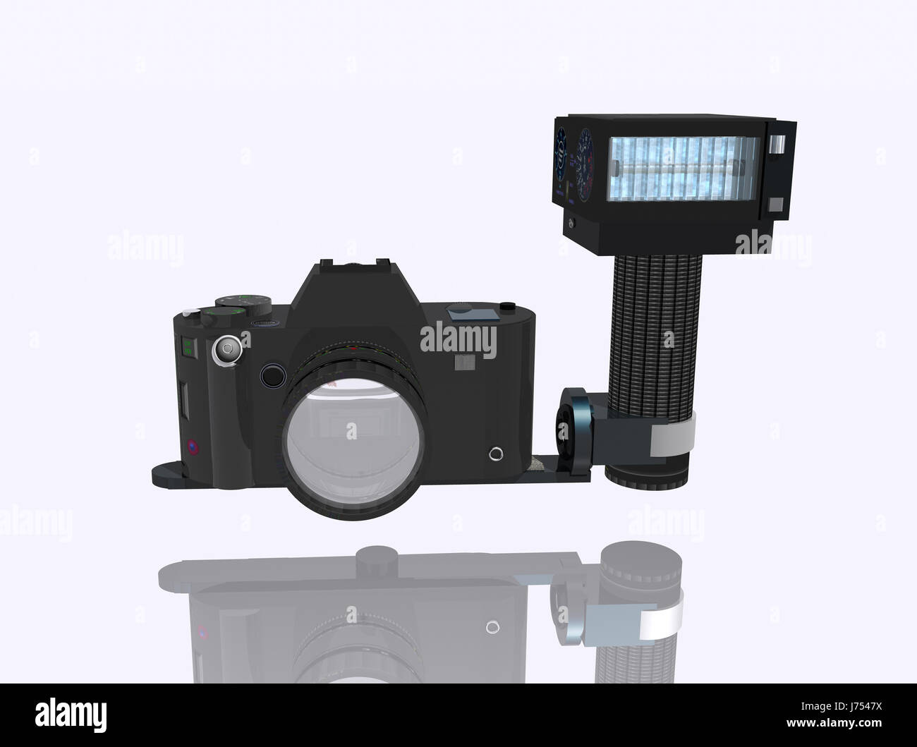 photo camera reflex photo flash flash flash attachment isolated black ...