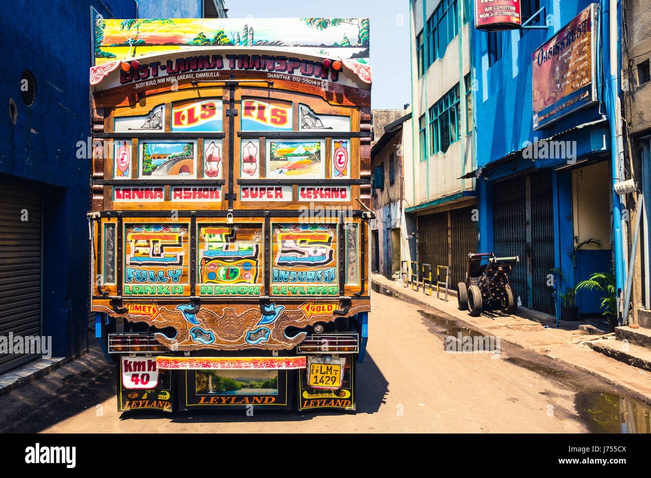 Colorfully decorated trucks like this Leyland are common in Sri Lanka. Stock Photo