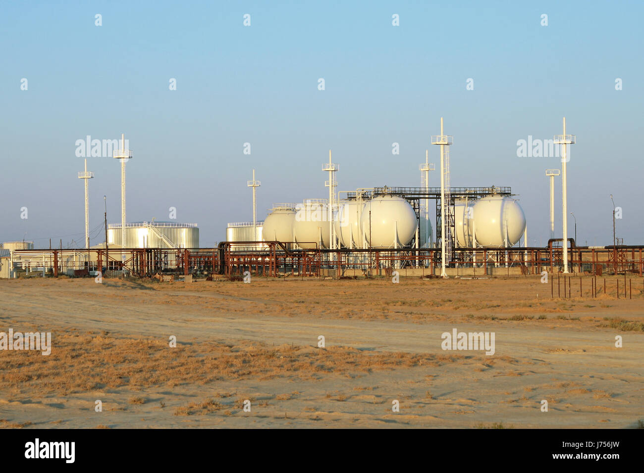 industrial facility economic circular fence industry industrial round about Stock Photo