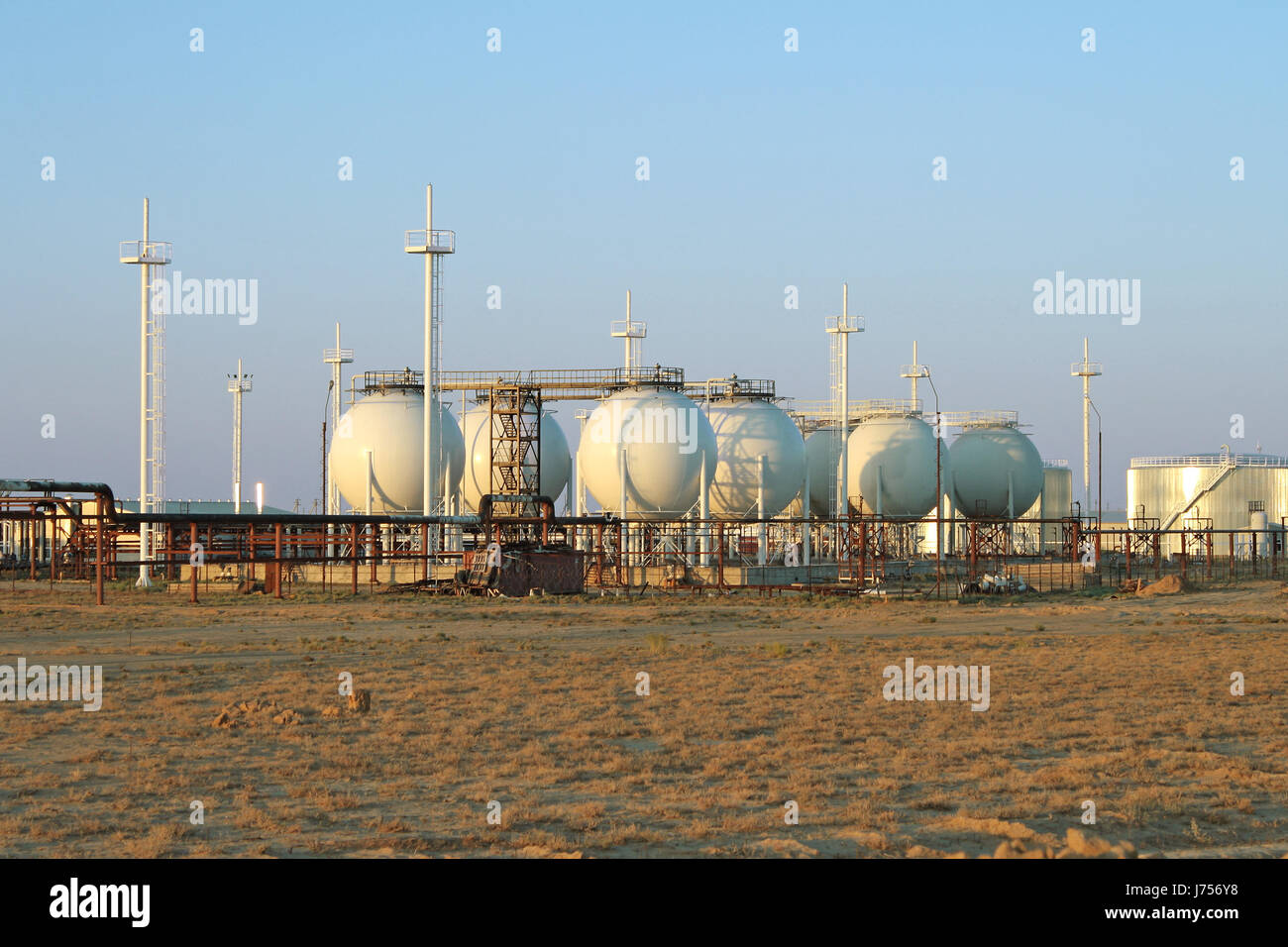 industrial facility economic circular fence industry industrial round about Stock Photo