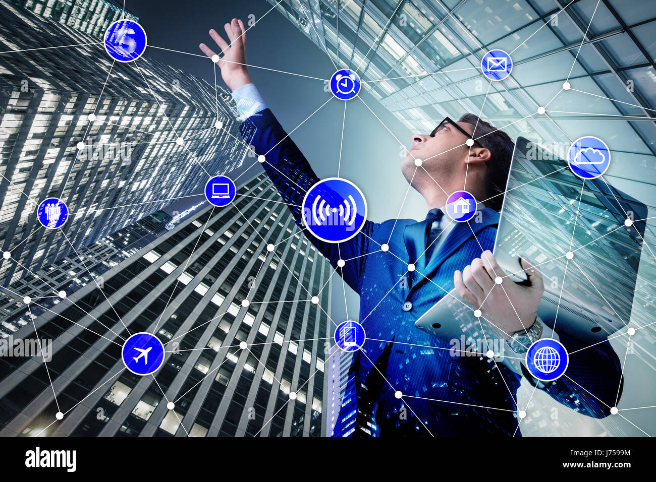 Internet of things concept with businessman Stock Photo - Alamy