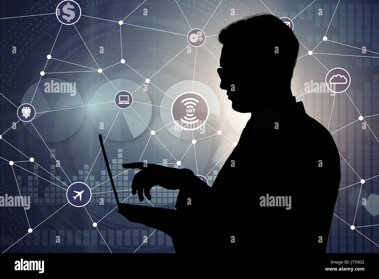 Internet of things concept with businessman Stock Photo - Alamy