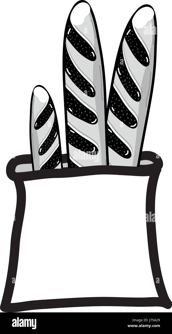 silhouette fresh and delicious french bread in the bad Stock Vector ...