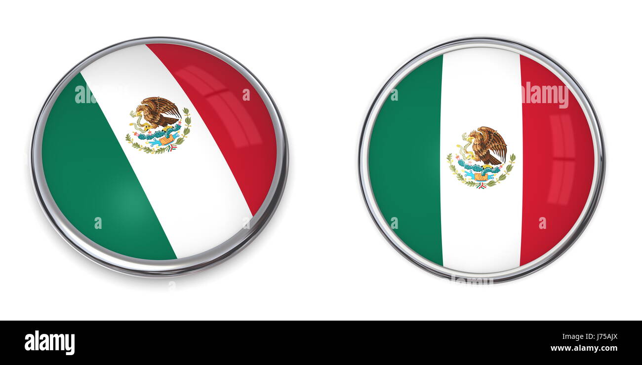 round about flag mexican button banner pin sticker mexico stickers travel  Stock Photo - Alamy