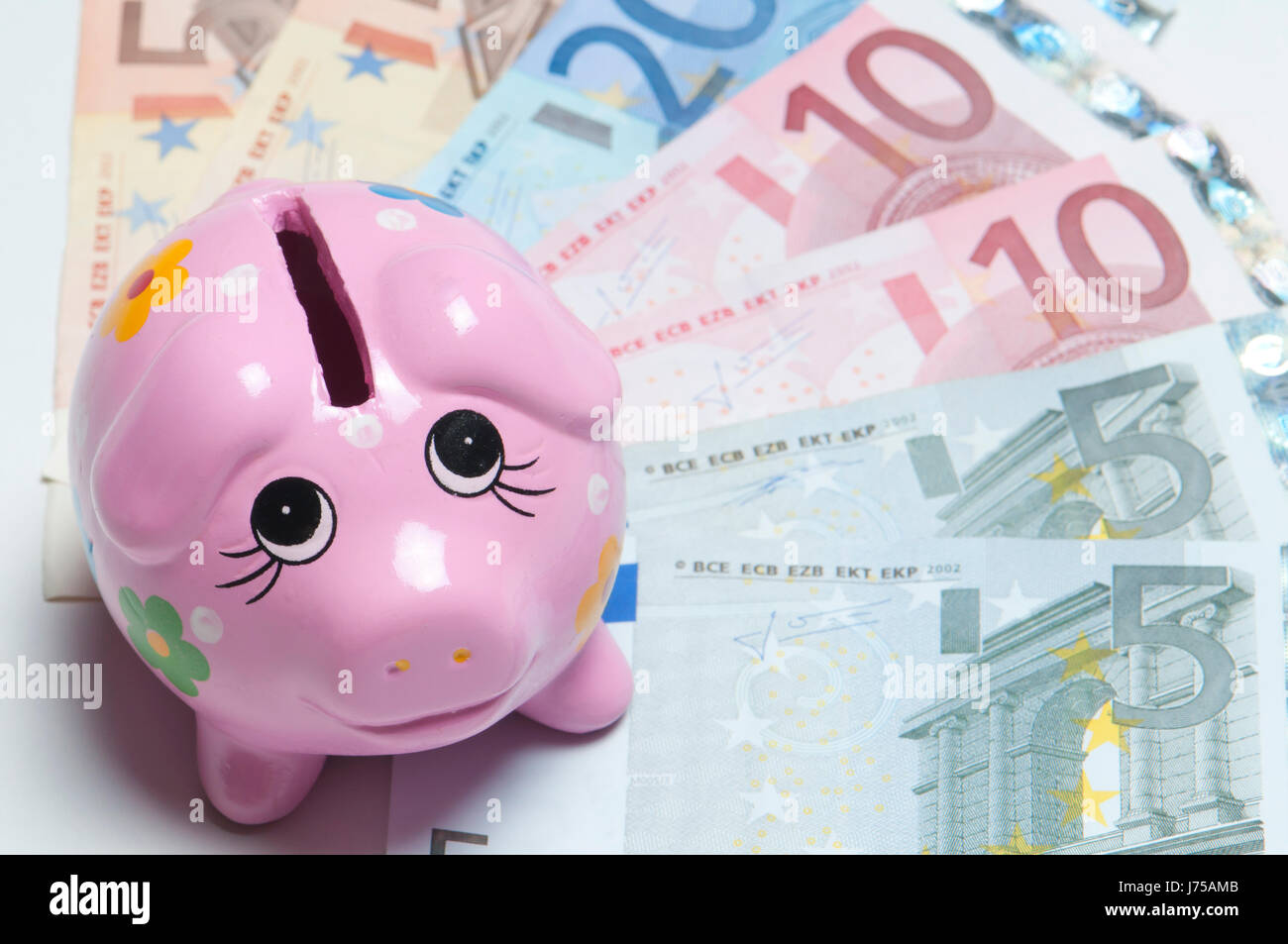 provision euro save bank note piggybank savings money finances currency future Stock Photo
