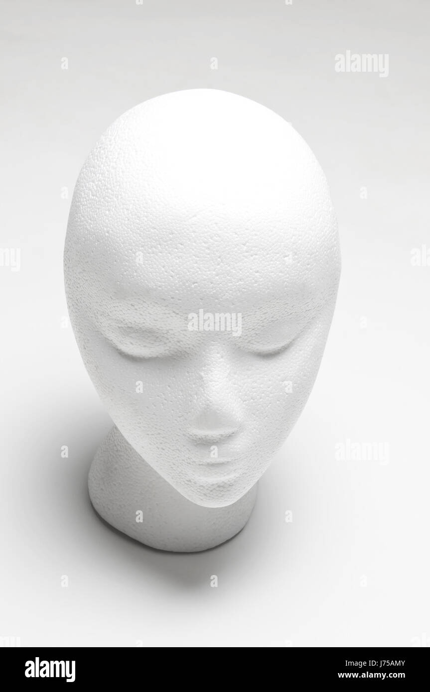statue face sculpture polystyrene head fashion portrait deco futuristic shape Stock Photo