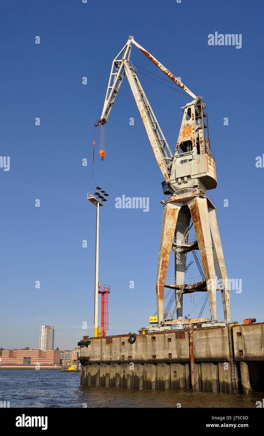 harbor harbours loading of goods ship discharge crane work unit tool harbor Stock Photo