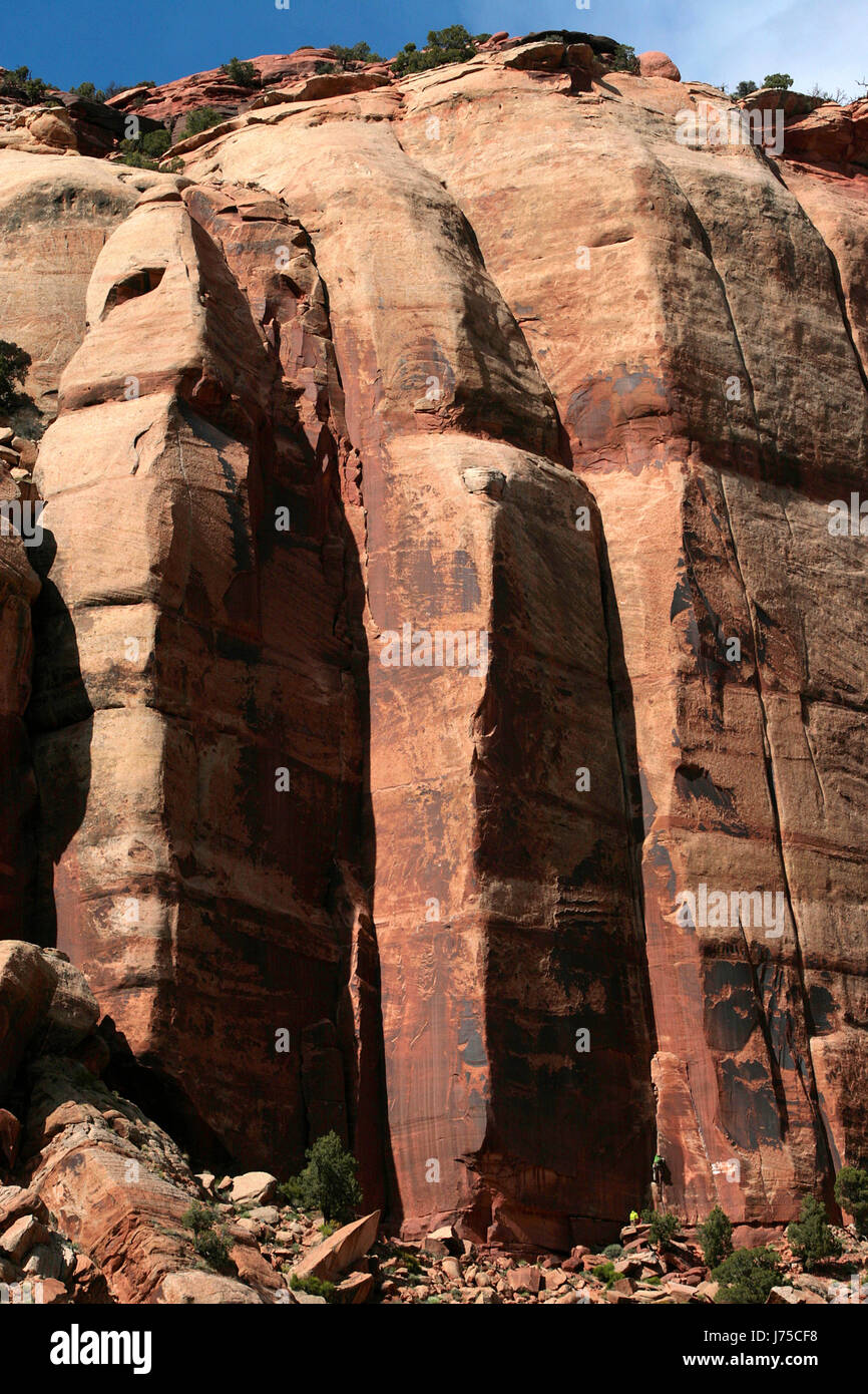 climbing in canyonlands Stock Photo