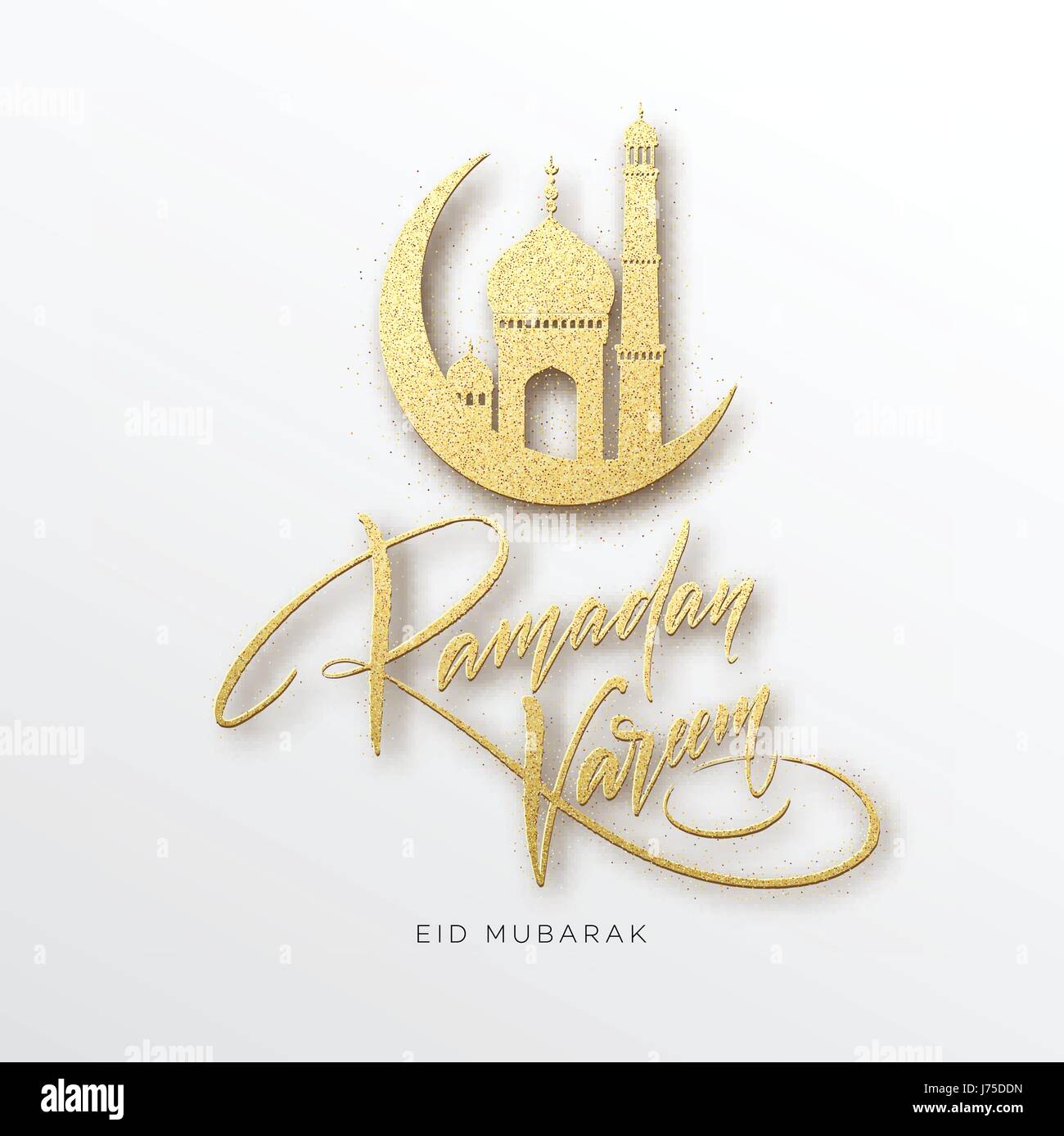 Greeting card with Creative Text Ramadan Kareem made by golden glitter ...