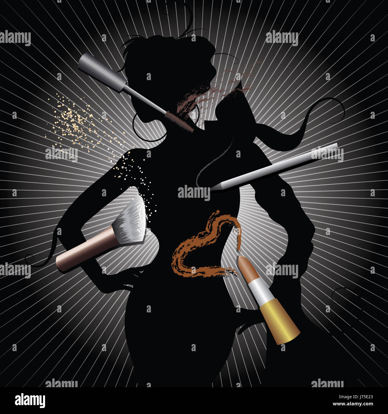 woman tools illustration silhouette lipstick makeup make-up beauty 
