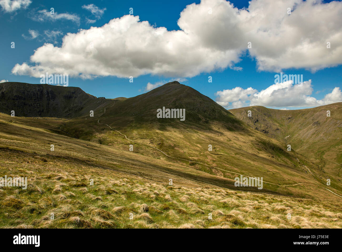 Cumbrian Landscape depicting a hiking route along Birkhouse Moor with ...