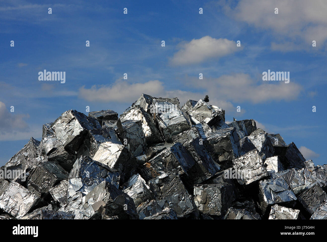 blue steel firmament sky mountain recycling blue steel bright shiny raw Stock Photo