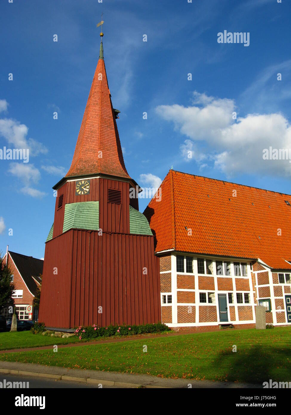 historical protection of historic buildings and monuments story church entrance Stock Photo