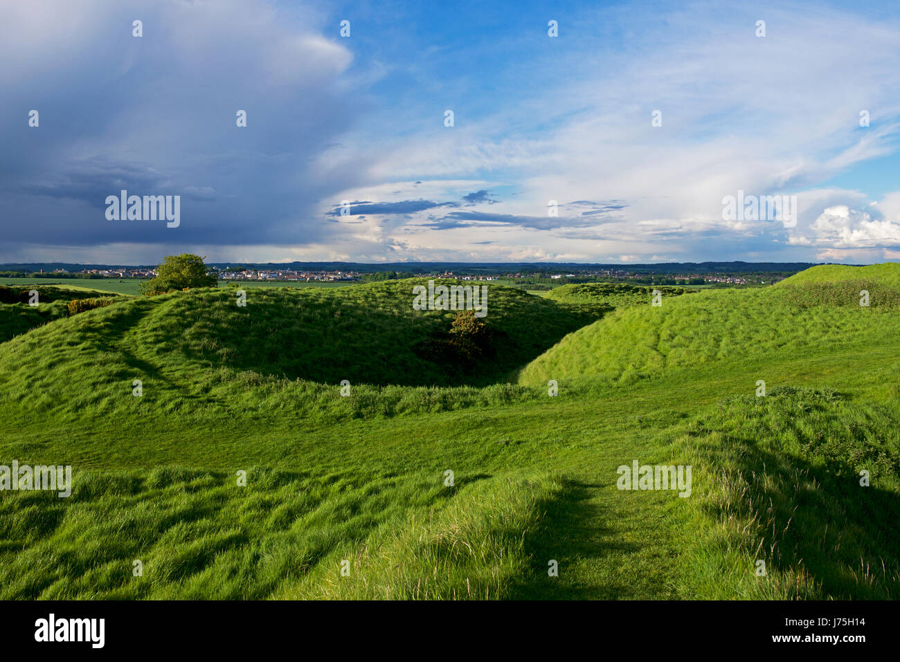 Maiden Castle, an Iron Age hill fort near Dorchester, England UK Stock Photo