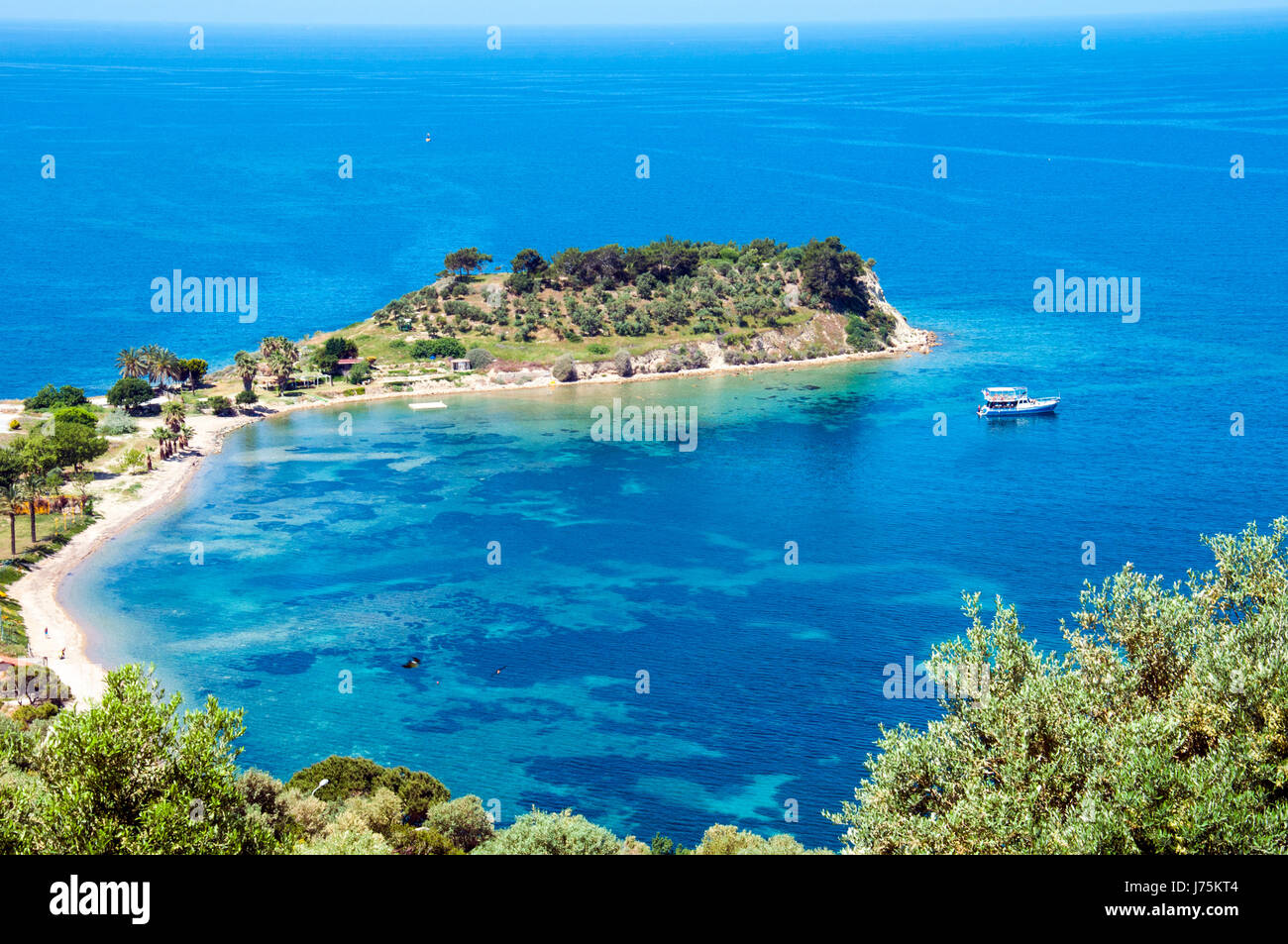 Kusadasi, bird island on the turkish coast of the mediterranean sea Stock Photo