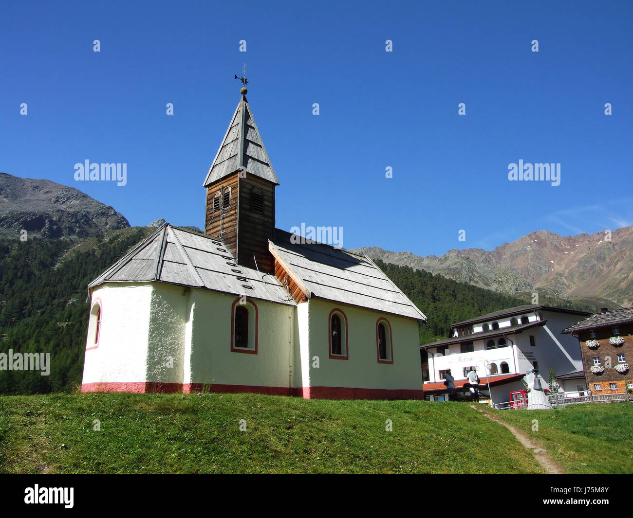 church alps south tyrol chapel italy religion belief church mountains alps Stock Photo