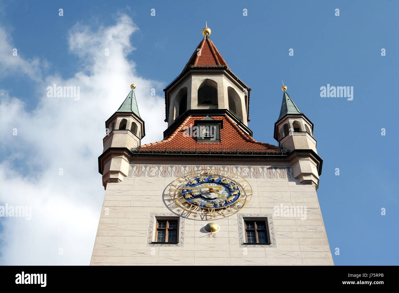 tower baroque clock bavaria town hall munich old building german federal Stock Photo