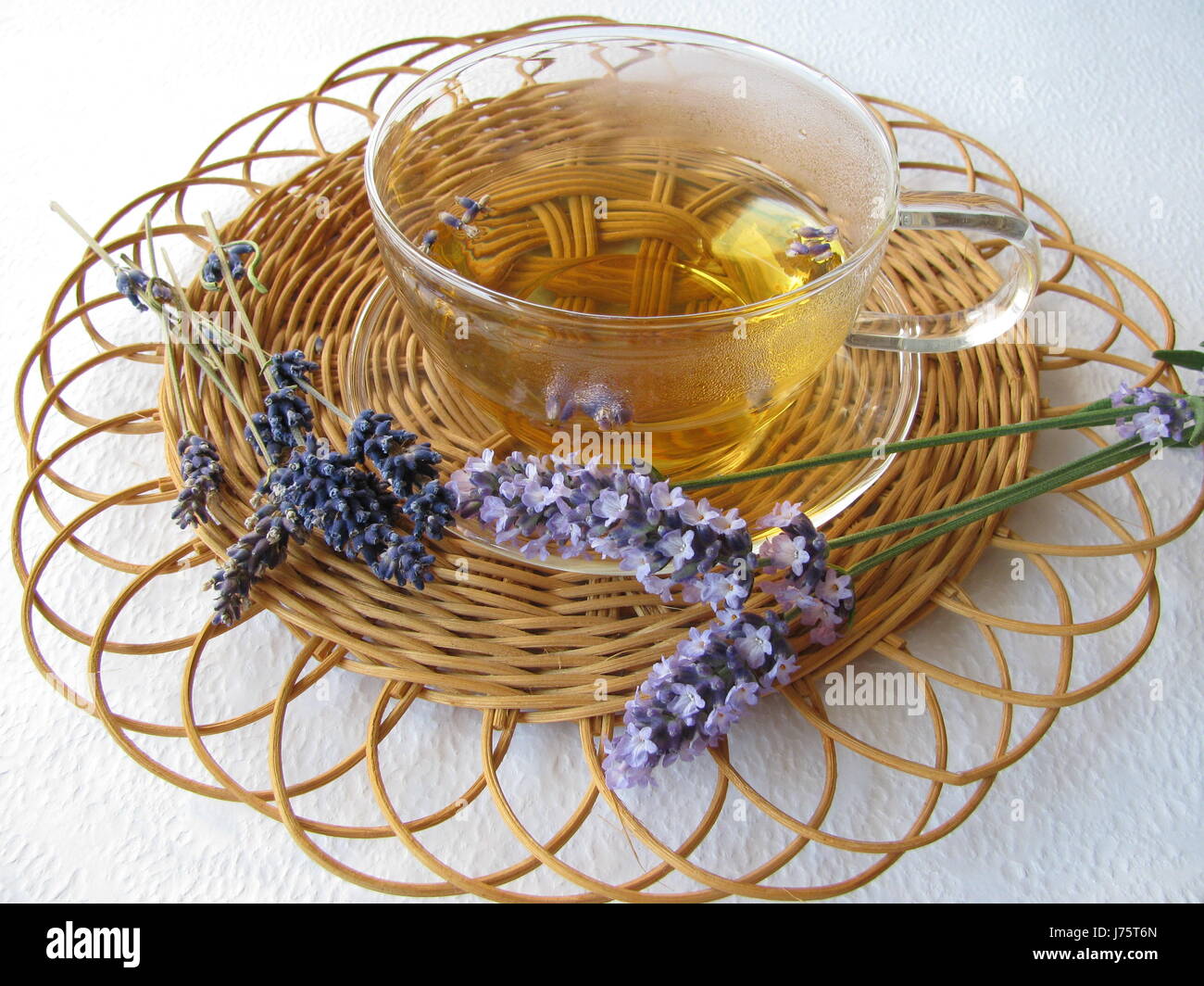 tea lavender freshness blossoms bleed fragrant herb tea naturopathy appetizing Stock Photo