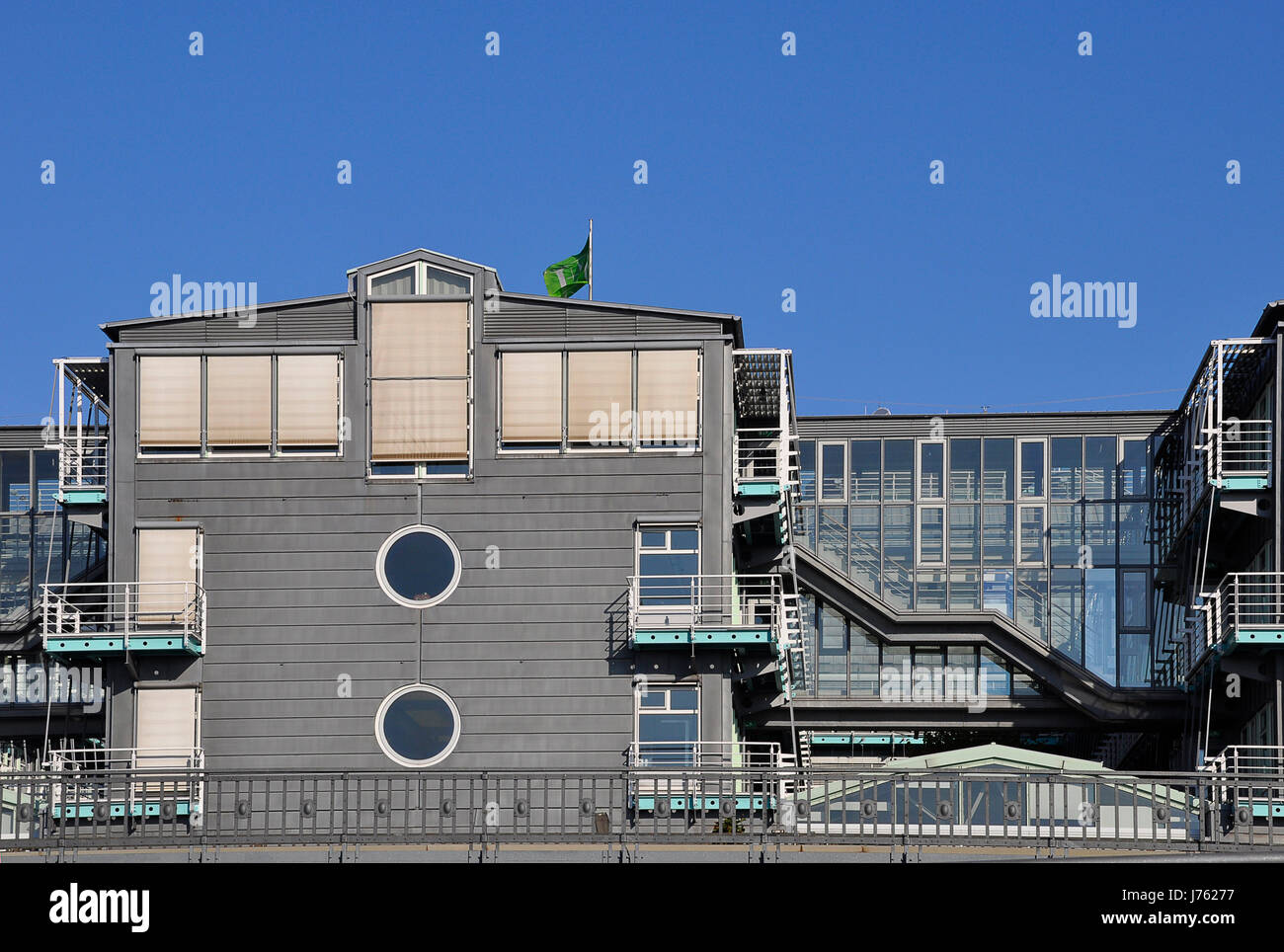 green hamburg publishing house years year grey gray and building buildings Stock Photo