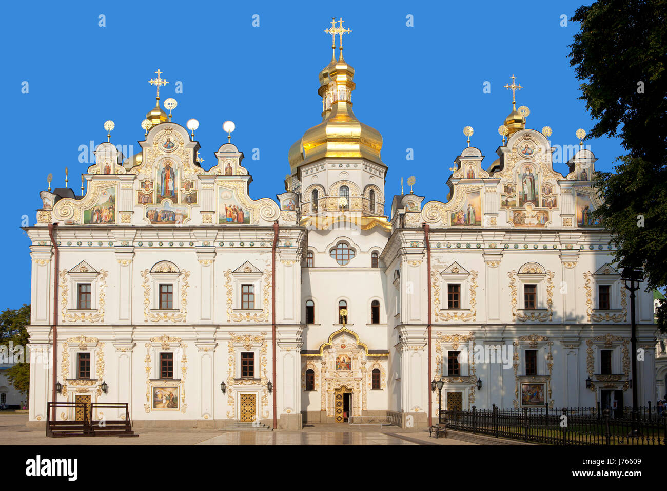 The Dormition Cathedral inside the Kiev Pechersk Lavra in Kiev, Ukraine Stock Photo