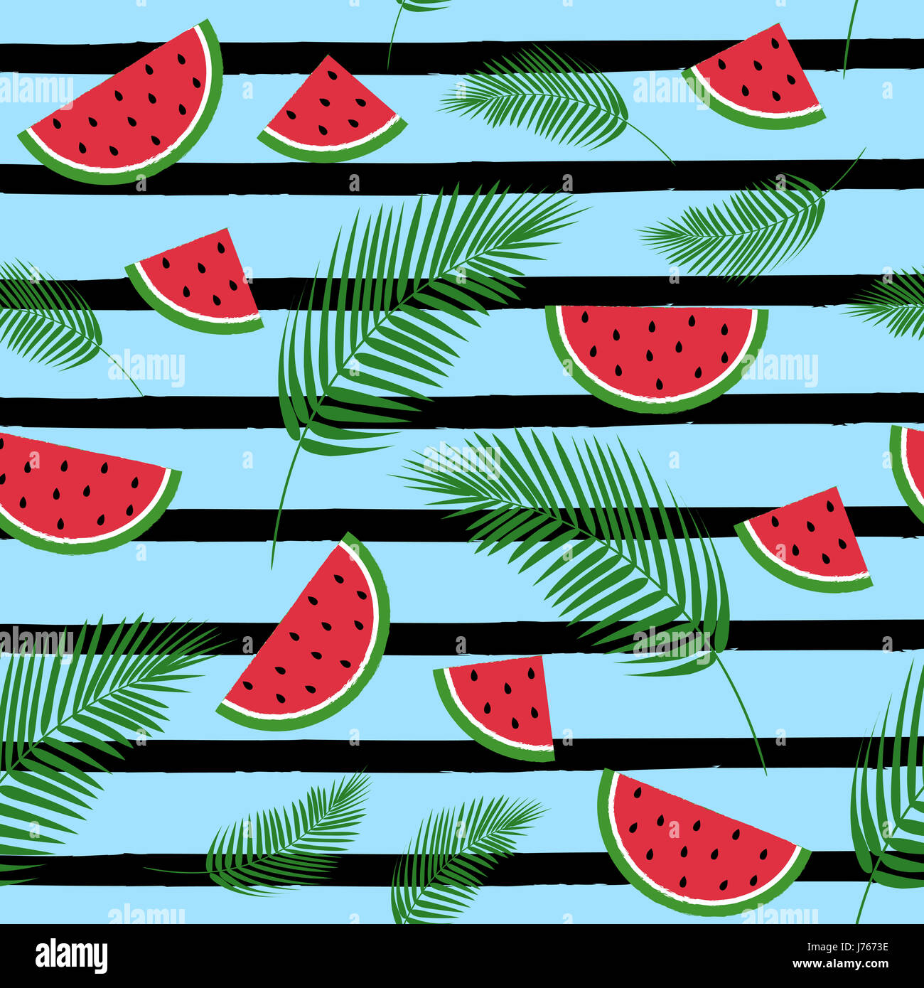 Summer exotic pattern with fresh watermelons Stock Photo