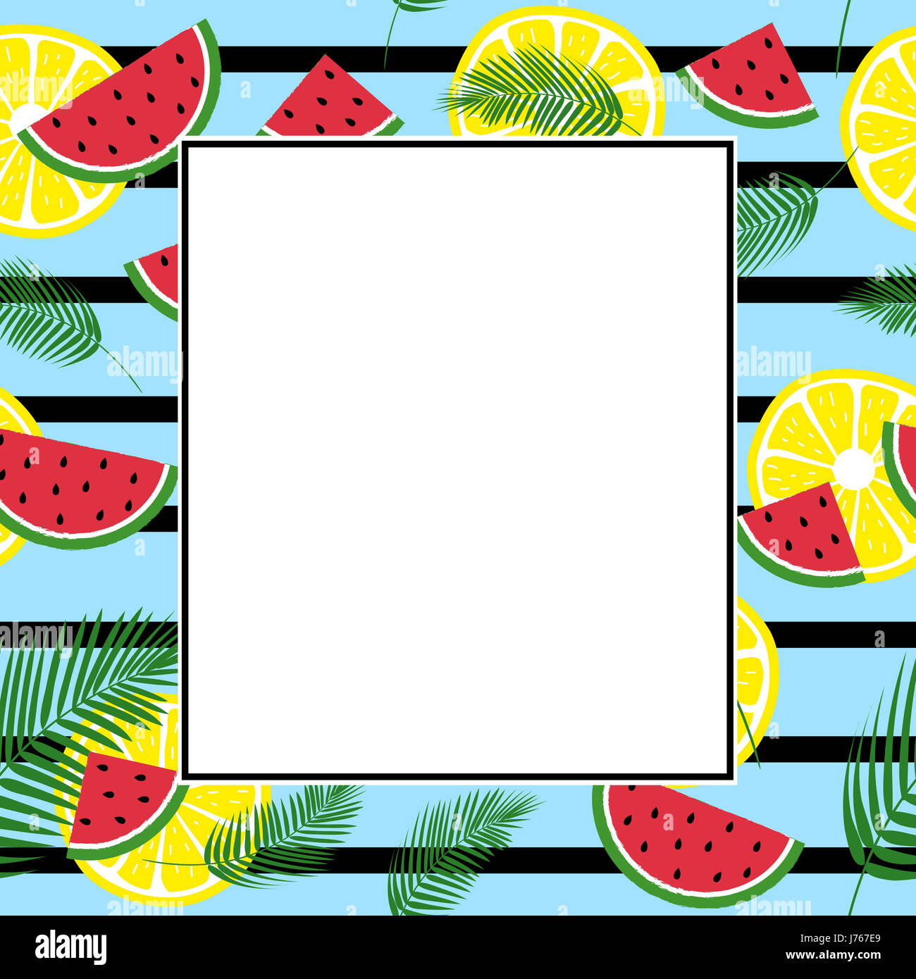 Summer exotic frame with fresh watermelons Stock Photo