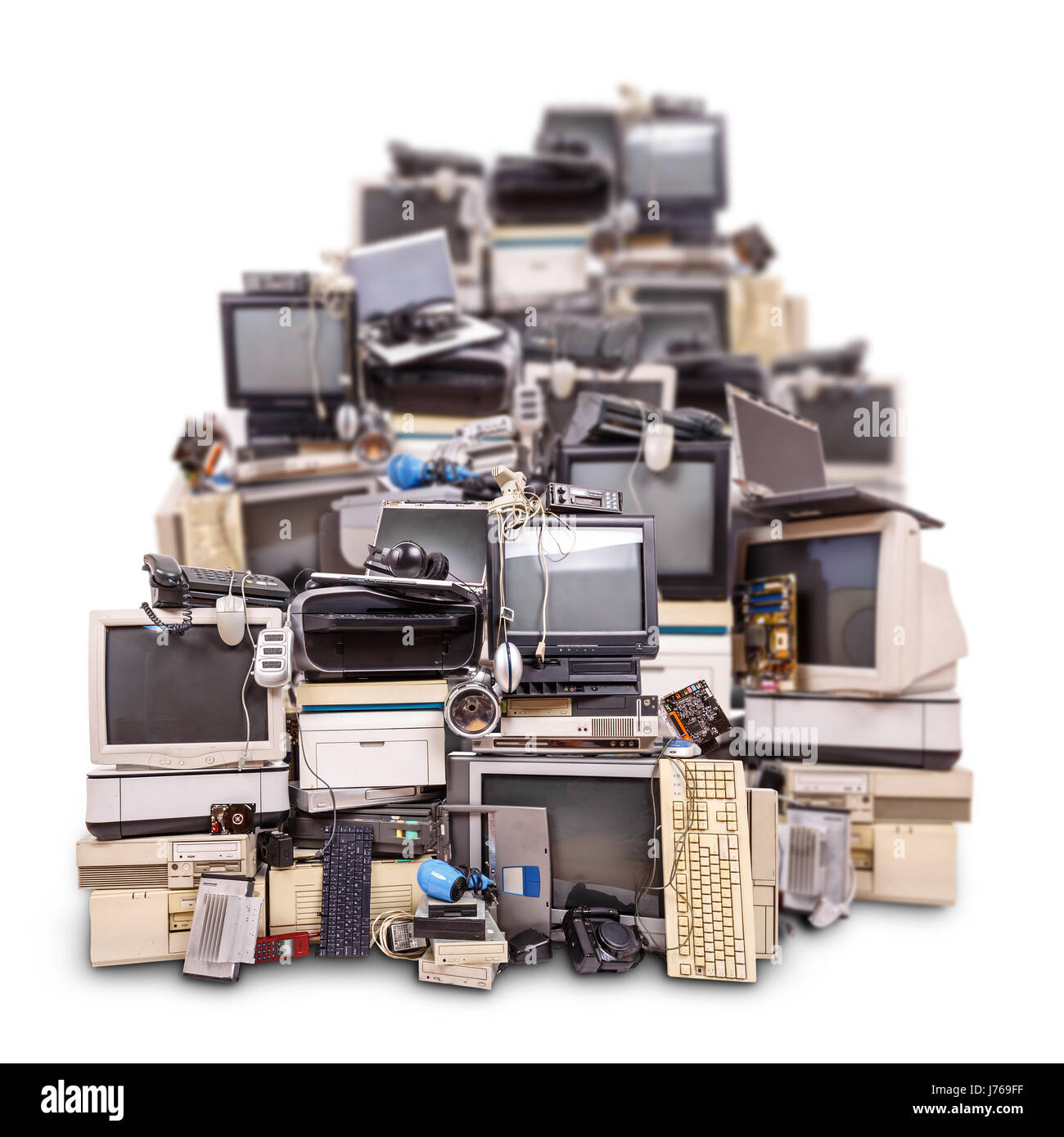 Electronic waste ready for recycling isolated on white background Stock Photo