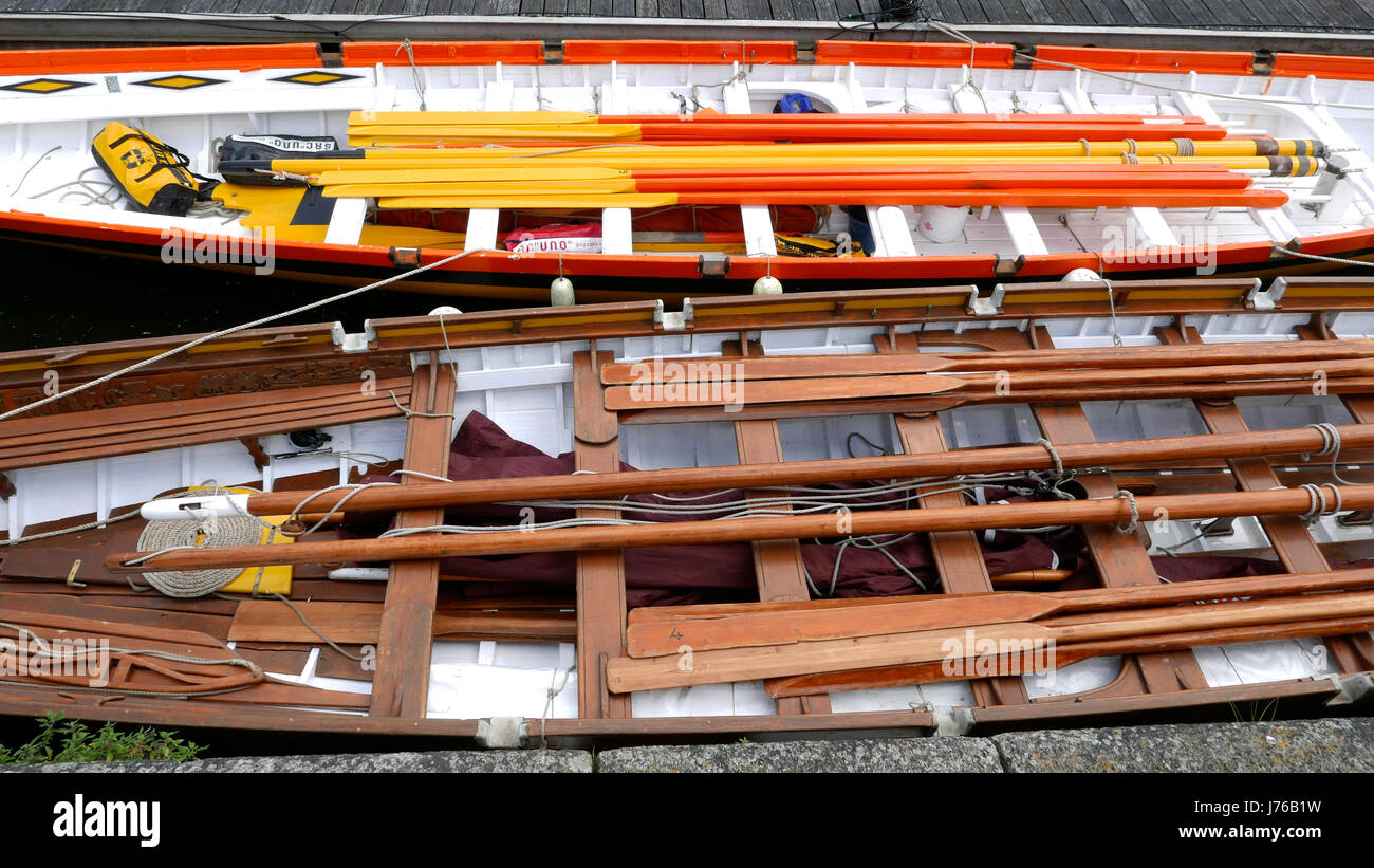 Oars (Bantry Bay Gig), Week of the Gulf of Morbihan (Brittany, France ). Stock Photo