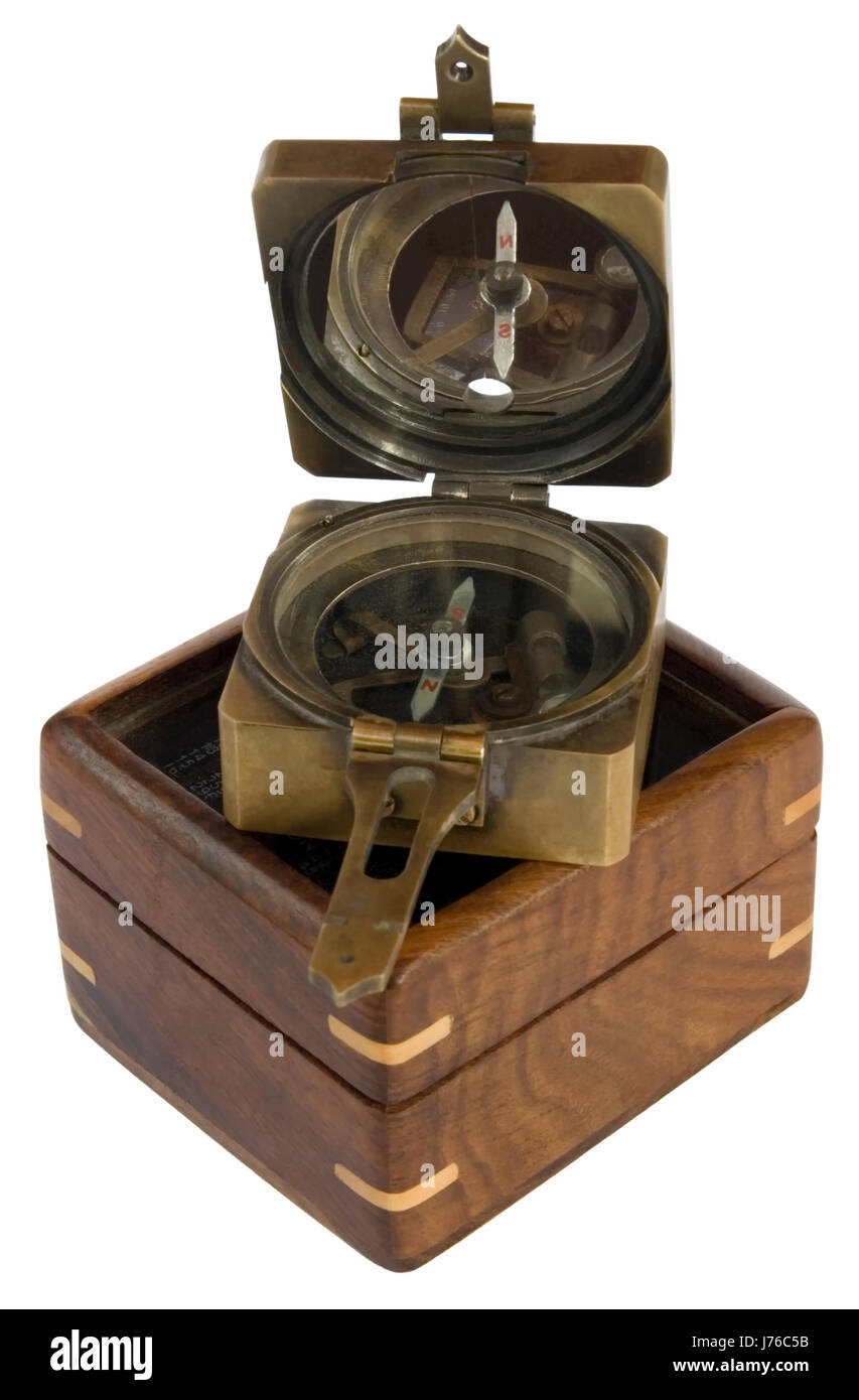 antique navigation vintage brass orientation equipment magnetic compass tool Stock Photo