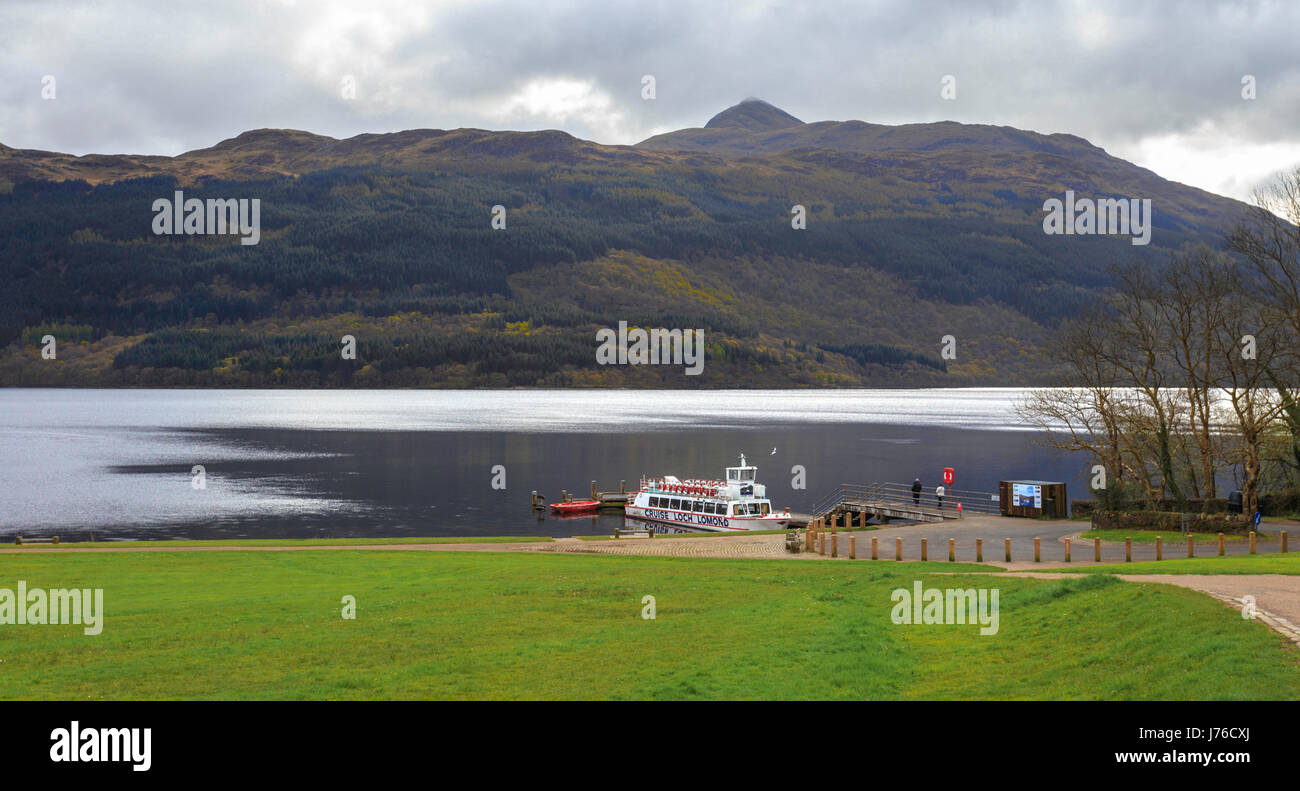 The Lomond Queen moored alongside Tarbet Pier on Loch Lomond, Argyll & Bute, Scotland, Great