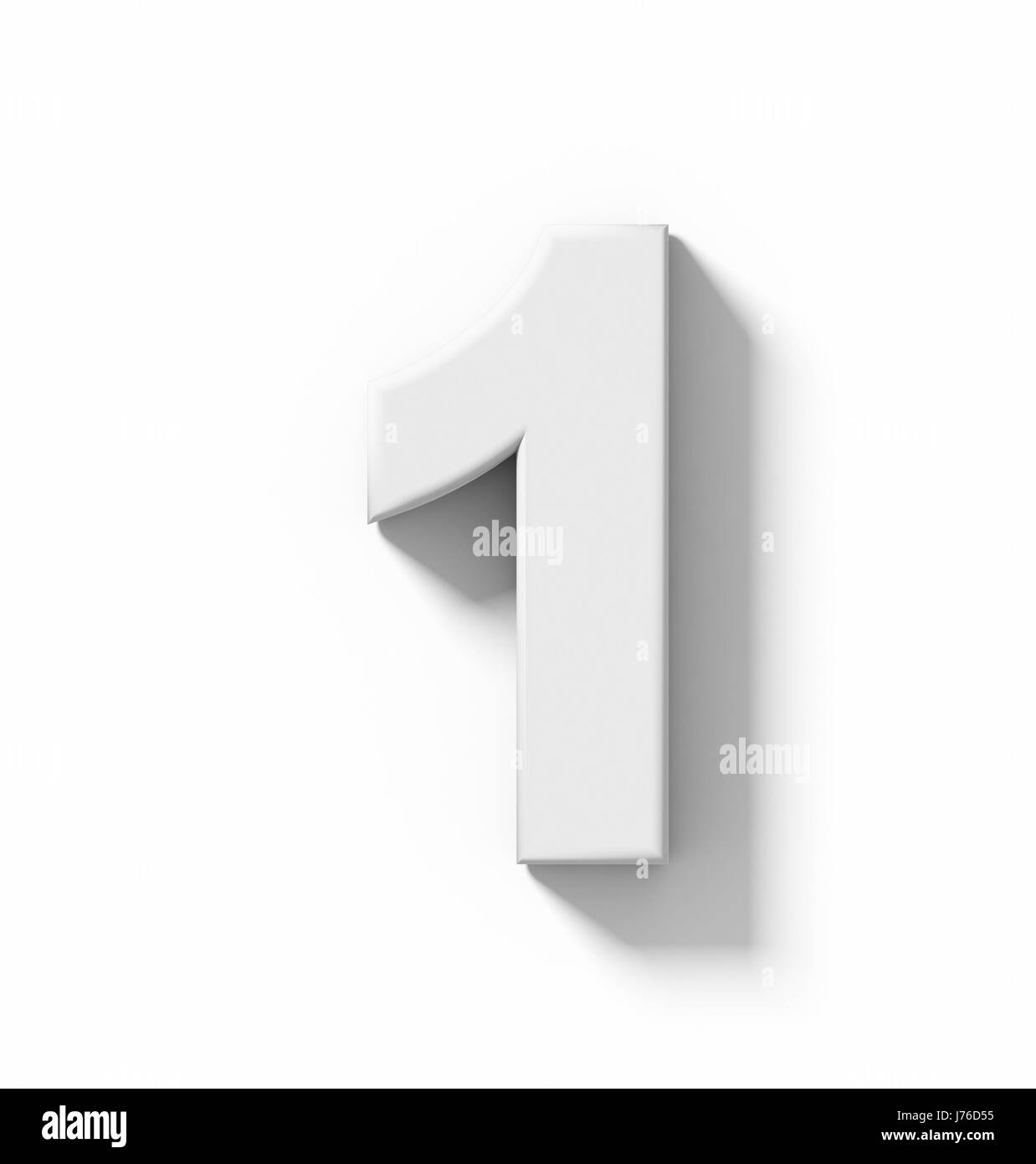 number 1 3D white isolated on white with shadow - orthogonal projection ...